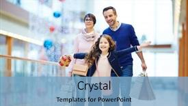  Presentation with gift - Slide deck consisting of retail holiday - girl with gift box running background and a light blue colored foreground