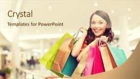  Presentation with people mall - Amazing PPT theme having retail holiday - happiness consumerism sale and people backdrop and a cream colored foreground