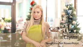  Presentation with flower woman - Audience pleasing PPT layouts consisting of retail holiday - young woman standing in flower backdrop and a coral colored foreground