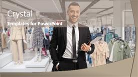  Presentation with retail store - PPT layouts featuring retail-manager-holding-a-clipboard background and a coral colored foreground