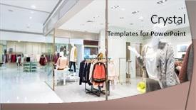  Presentation with boutique - Colorful presentation design enhanced with retail marketing - boutique display window with mannequins backdrop and a light gray colored foreground