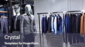  Presentation with retail - Presentation theme consisting of retail marketing - mannequins in fashionable dresses background and a tawny brown colored foreground