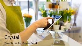  Presentation with technology - PPT layouts consisting of retail network - people business technology sale background and a yellow colored foreground