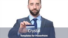  Presentation with cyber credit card crime - PPT theme with retail operasation - man holding credit card background and a  colored foreground