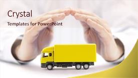  Presentation with insurance - Amazing presentation theme having retail safety - car insurance yellow truck miniature backdrop and a lemonade colored foreground