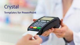  Presentation with pharmacy - Theme having retail safety - paying in the pharmacy background and a sky blue colored foreground