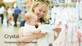  Presentation with children hands - Slides having retail safety - woman choosing children apparel background and a lemonade colored foreground