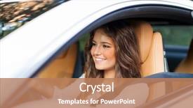  Presentation with safety driving - Cool new presentation theme with retail safety - young woman driving her car backdrop and a coral colored foreground
