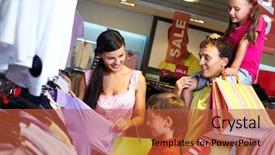  Presentation with family shopping - PPT layouts having retail sales - portrait of a family background and a red colored foreground