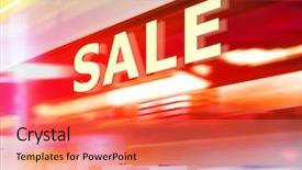  Presentation with retail - Slide set featuring retail sales - shop window with sale sign background and a coral colored foreground