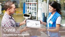  Presentation with 3d man business leader - Presentation design with retail sales - young man buying business shirt background and a coral colored foreground