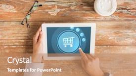  Presentation with online shopping - Colorful PPT theme enhanced with retail services - business people online shopping backdrop and a coral colored foreground