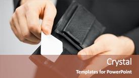  Presentation with retail - Colorful PPT theme enhanced with retail shop member - man in suit with wallet backdrop and a red colored foreground