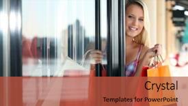  Presentation with clothes shop - PPT layouts having retail store - blond woman coming background and a red colored foreground