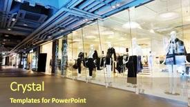  Presentation with retail - PPT theme with retail store - clothing fashion shop exhibition window background and a coral colored foreground