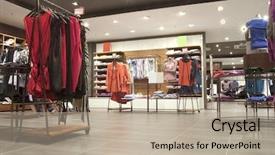  Presentation with retail - Cool new presentation theme with retail store - fashion shop backdrop and a mint green colored foreground