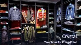  Presentation with retail - Beautiful slide deck featuring retail store - stylish clothes on hangers backdrop and a wine colored foreground