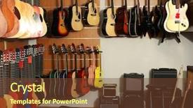  Presentation with tour - Audience pleasing presentation theme consisting of concert tour - musical shop backdrop and a tawny brown colored foreground