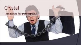  Presentation with employee - Audience pleasing PPT layouts consisting of surrender - chained male employee isolated backdrop and a lemonade colored foreground