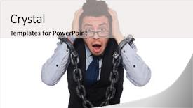  Presentation with employee retention milestones - Slide deck featuring male employee isolated on white background and a light gray colored foreground