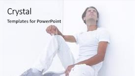  Presentation with wall - Audience pleasing presentation design consisting of rethink - dreamy young man sitting beside backdrop and a  colored foreground