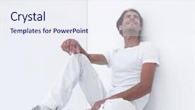  Presentation with wall - Audience pleasing theme consisting of rethink - dreamy young man sitting beside backdrop and a  colored foreground