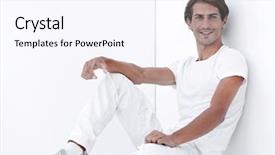  Presentation with sad lonely student sitting - Presentation featuring rethink - sad young man sitting beside background and a  colored foreground