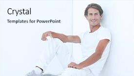  Presentation with sad - Audience pleasing presentation design consisting of rethink - sad young man sitting beside backdrop and a  colored foreground