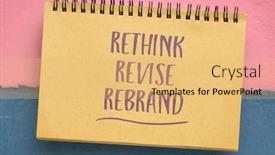  Presentation with personal development - Beautiful presentation featuring rethink-revise-rebrand-motivational-handwriting backdrop and a yellow colored foreground