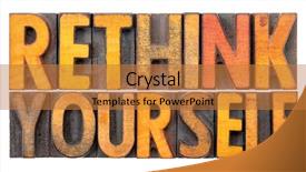  Presentation with blocks - Colorful PPT theme enhanced with rethink yourself - isolated word abstract backdrop and a gold colored foreground