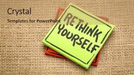  Presentation with canvas - Amazing PPT theme having rethink yourself advice or reminder backdrop and a coral colored foreground