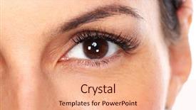  Presentation with blue eyes technology eye scan - Audience pleasing PPT theme consisting of retina - beautiful young woman eyes isolated backdrop and a coral colored foreground