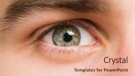  Presentation with blue eyes technology close up - Theme having retina - close up of a man background and a lemonade colored foreground