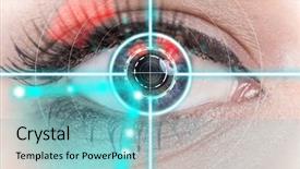  Presentation with eye retina - PPT layouts enhanced with retina - eye scan interface background and a light blue colored foreground