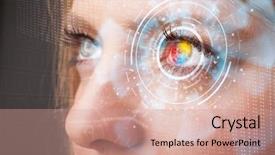  Presentation with eye retina - Audience pleasing slide set consisting of concert - portrait of music performer playing backdrop and a tawny brown colored foreground.