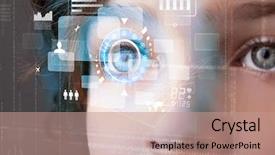  Presentation with eye retina - Cool new presentation with retina - future woman with cyber technology backdrop and a coral colored foreground