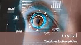  Presentation with eye retina - Cool new presentation with retina - future woman with cyber technology backdrop and a coral colored foreground