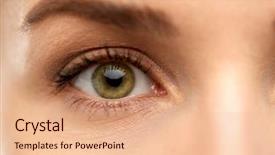  Presentation with eye retina - Presentation design enhanced with retina - vision sight and people concept background and a coral colored foreground