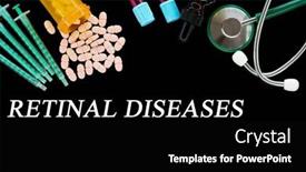 Presentation with medical pills - Presentation having retinal-diseases-text-on-medical background and a black colored foreground