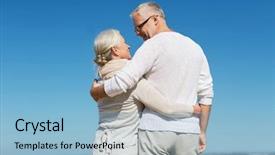  Presentation with family tourism - Slide set featuring retire familile - family age travel tourism background and a light blue colored foreground