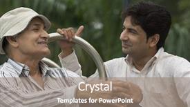  Presentation with father - Cool new PPT theme with retire familile - father and son smiling backdrop and a coral colored foreground