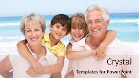  Presentation with grandparents - Presentation with retire familile - grandparents and grandchildren relaxing background and a lemonade colored foreground