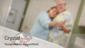  Presentation with senior couple - Presentation design consisting of retire familile - happy senior adult couple dancing background and a light gray colored foreground