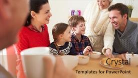  Presentation with family healthy eating - Colorful theme enhanced with retire familile - multi generation family eating lunch backdrop and a coral colored foreground