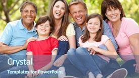  Presentation with generation family farm - Presentation featuring retire familile - multi generation hispanic family background and a ocean colored foreground