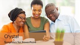  Presentation with pretty girl - PPT theme with retire familile - pretty young adult african girl background and a gold colored foreground