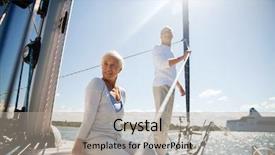  Presentation with boat tourism - Slides having retire familile - sailing age tourism travel background and a light gray colored foreground