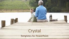  Presentation with fishing - PPT theme consisting of retire familile - senior man fishing with grandson background and a lemonade colored foreground