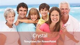  Presentation with generation - Beautiful presentation theme featuring retire familile - three generation family relaxing backdrop and a coral colored foreground