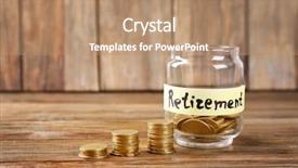  Presentation with retirement planning - Slide deck having retire scheme - glass jar with label retirement background and a coral colored foreground